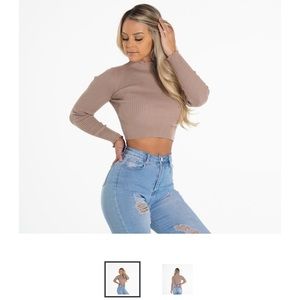 Nvgtn suede mock turtle neck